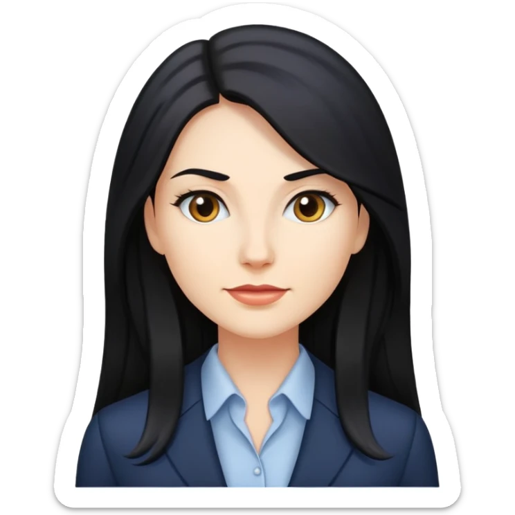 Business woman caucasian long black hair girl sticker