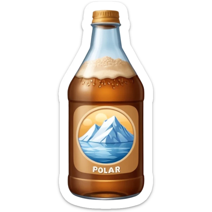 generates a sticker of a "Maltin Polar" malt bottle with a transparent background sticker