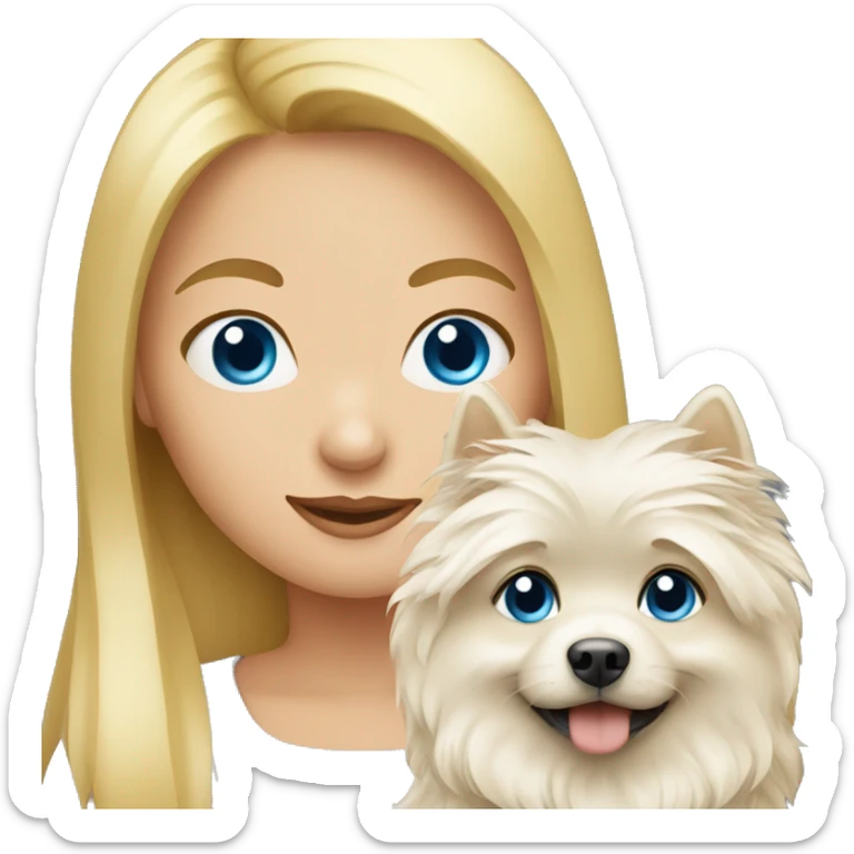 Blonde girl blue eyes holding spitz  sticker
