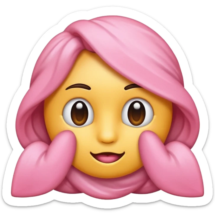 Crie um emoji de fone de ouvido branco com 2 lacinhos rosas claros sticker