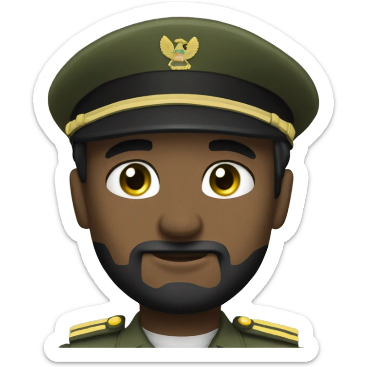 Military man surgent with green eyes and black hair sticker