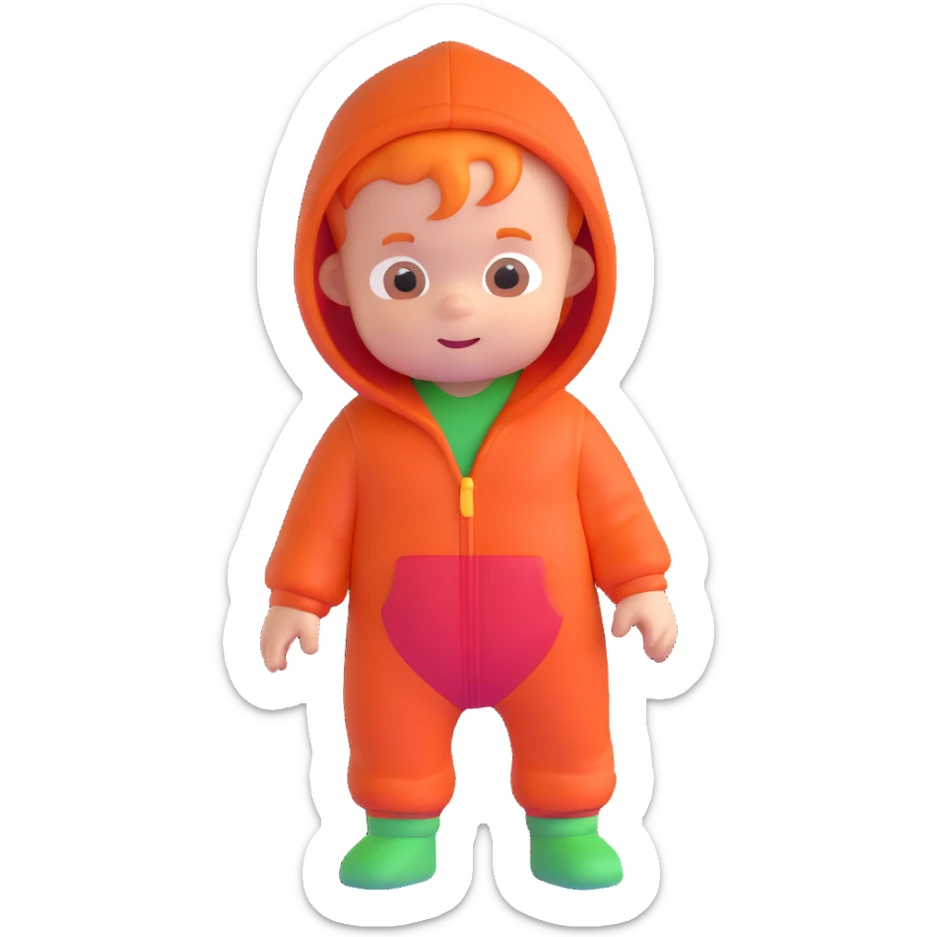 baby Jack Jack from The Incredibles with orange hair in red onesie sticker