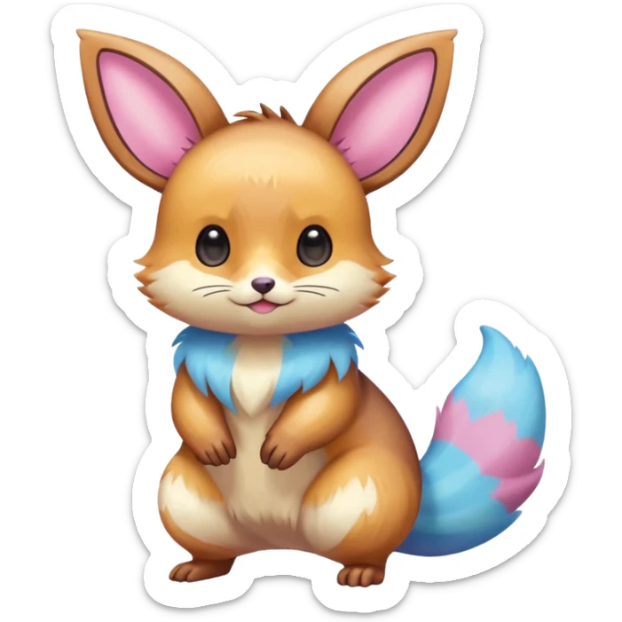 Kawaii Shiny Colorful Pastel Furret-Eevee-fusion Full Body sticker