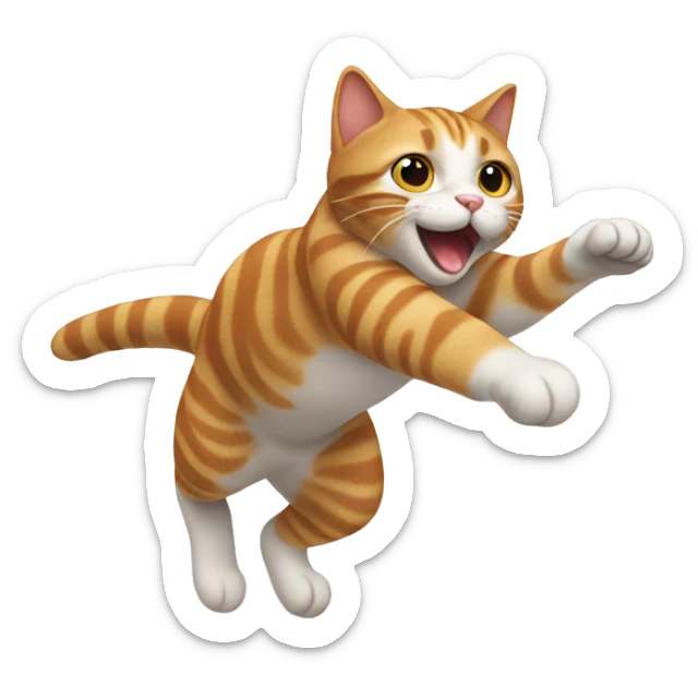Cat jumping sticker