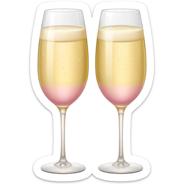 Two glasses of champagne in soft pink, beige and yellow pastel colors sticker