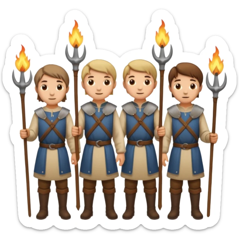 les villagois avec des fourches et des torches sapé en moyen age sticker