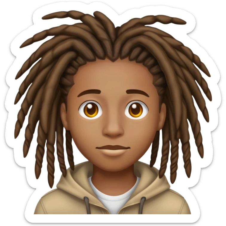 Creat an apple style emoji of a african american teen with hightop dreads sticker