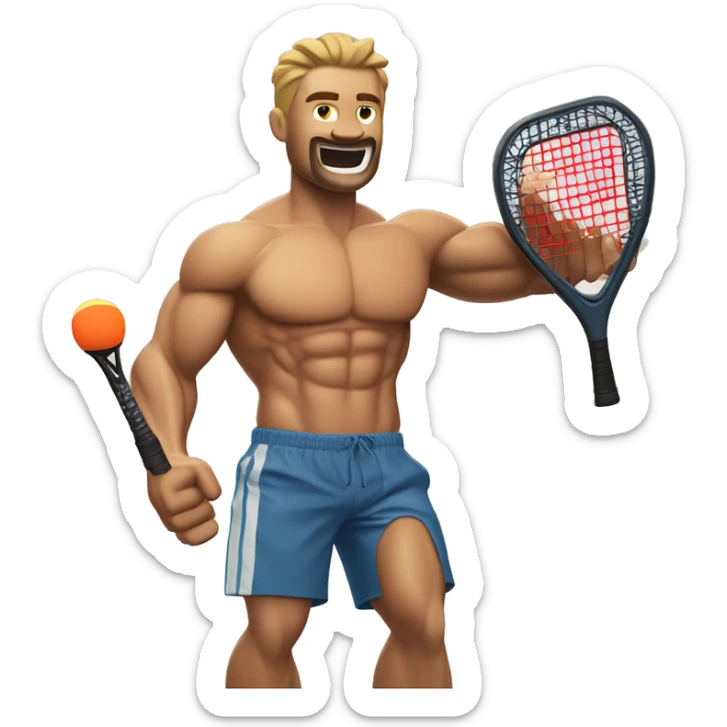 muscular arm emoji with a padel racket in his hand. I only want the muscular arm and the racket. sticker