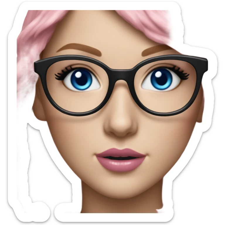 Photo Realistic Taylor Swift blue eyes and glasses with pink hair  sticker