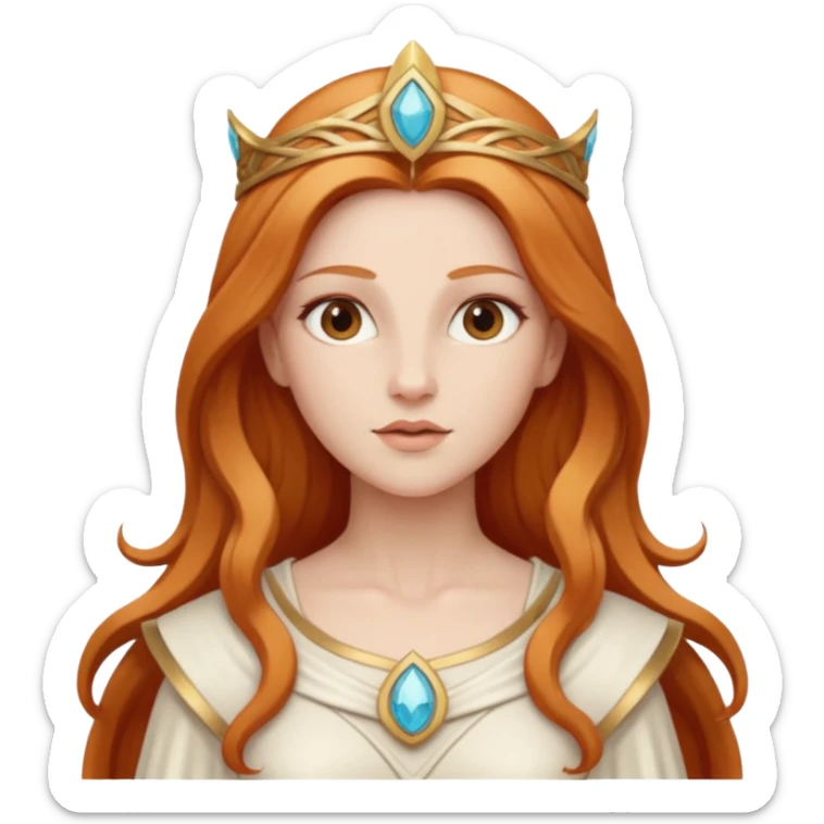 Minerva, Goddess of Wisdom from Gods and Goddesses with long reddish blonde hair, ivory outfit sticker