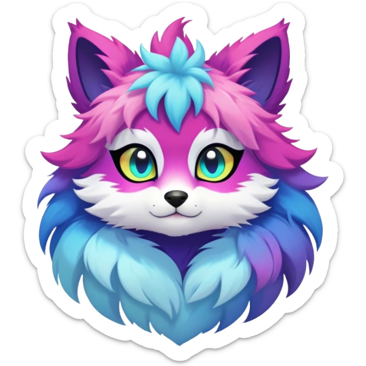 Kawaii bright fantasy ethereal anthro fursona Fakemon sticker