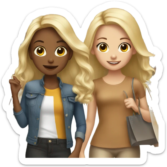 2 blonde girls, 1 young girl with brown hair shopping in NYC sticker