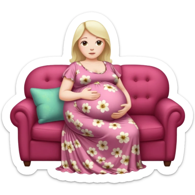 heavily pregnant woman with extremely abnormally huge overdue belly sticker