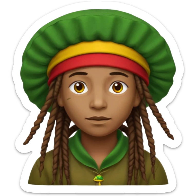 Jamaican dreads with a Jamaican bonnet no person just the hair sticker