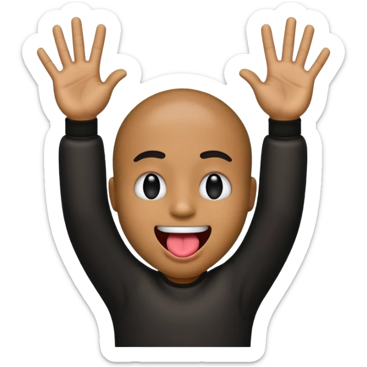 Black emoji sticking out tongue and holding up rockstar hands sticker