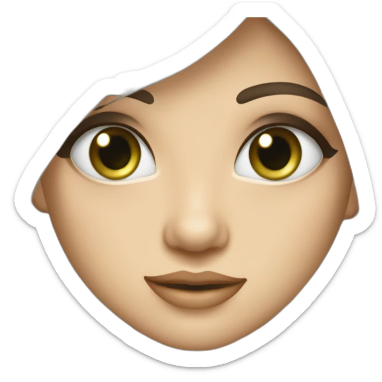 Une fille à la peau blanche avec les yeux verts les cheveux châtains long ondulés et détaché sticker