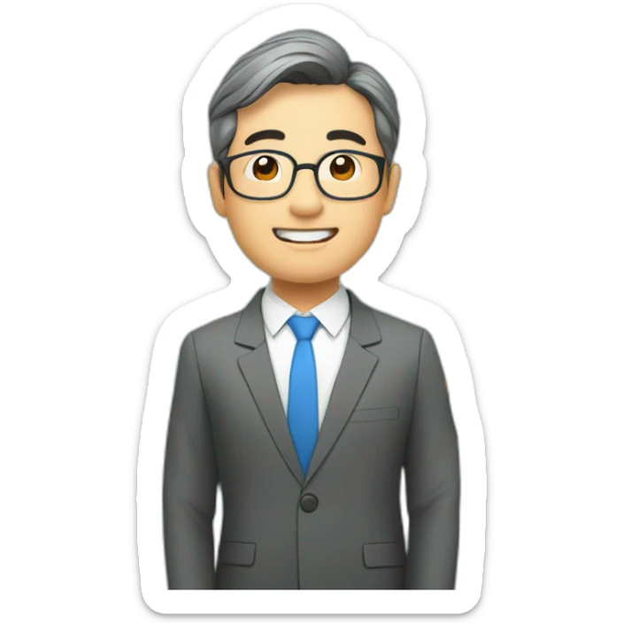 Middle-aged Asian male investment manager，background with Stock market trend chart sticker