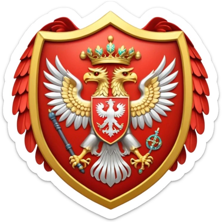 coat of arms of Russia as an emoji, red shield with stylized eagle sticker