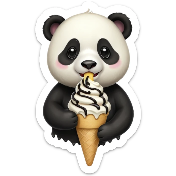 Panda eating ice cream sticker