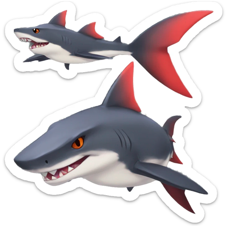 Anthro Cute cool black red nargacuga-shark animal hybrid Fakemon full body sticker