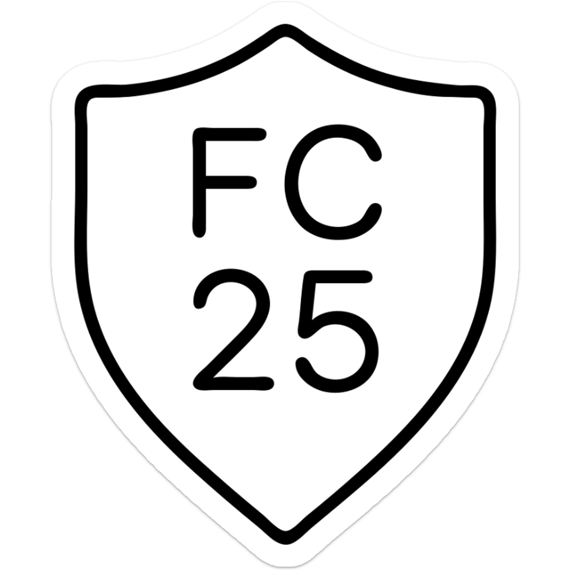 minimal icon of 'FC 25' as a badge or logo, simple black outline, no fill sticker