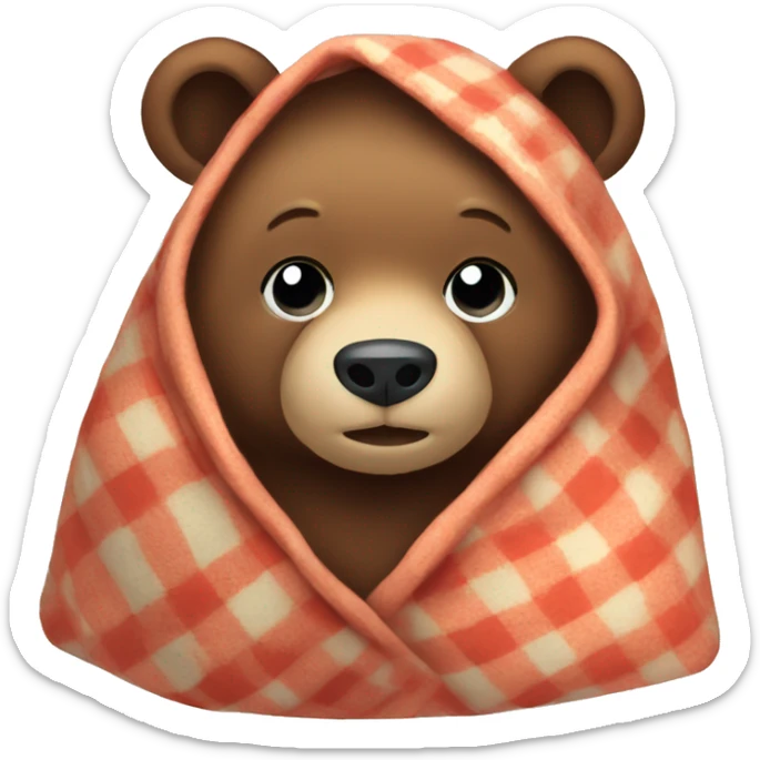 bear cozy in blanket sticker