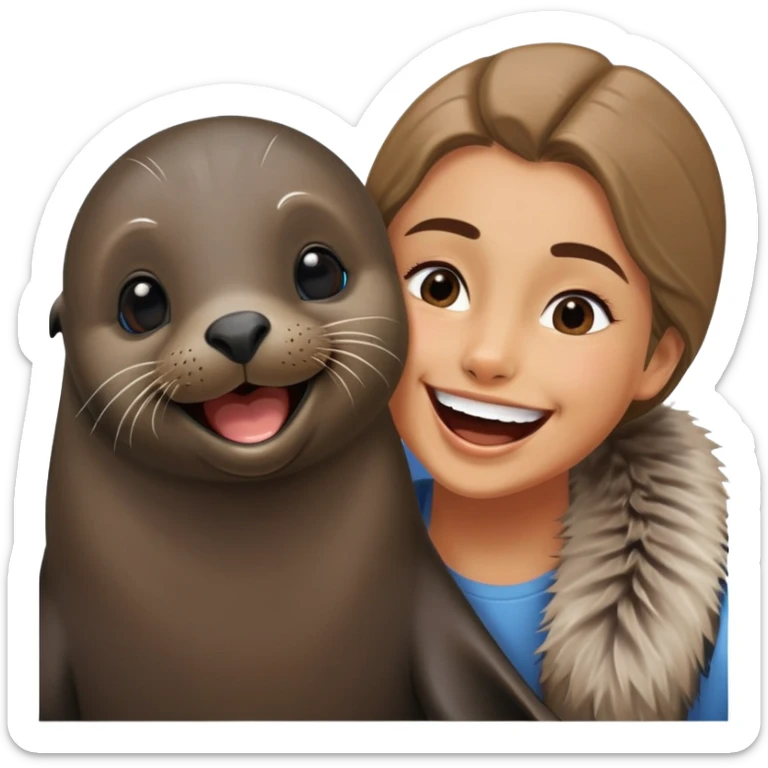 funny fur seal with girl and boyfriend couple sticker