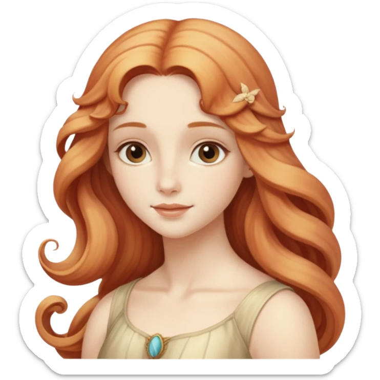 Soft, nurturing, or a bit shy. Very polite and kind. woman in a shell like venus by boticelli
more dinamic emoji sticker