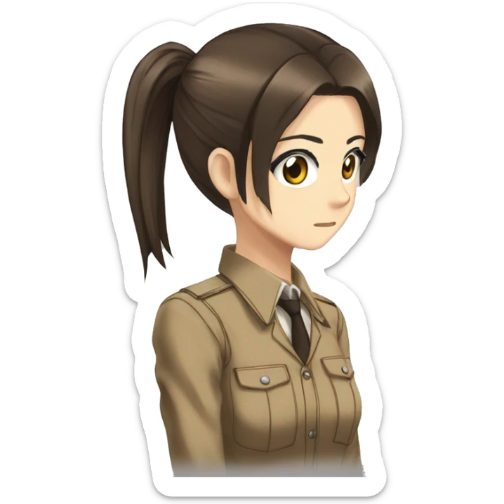Sasha Braus brown hair hair in a ponytail anime attack on titan sticker