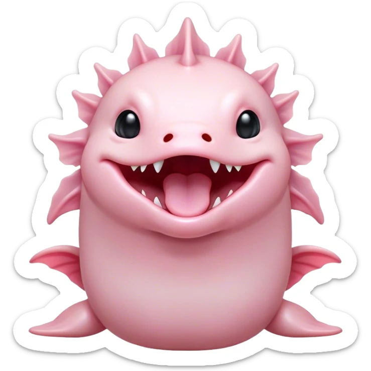 Cinematic Cute Yawning Axolotl Portrait Emoji, Head tilted slightly with a dramatic, wide-open yawn, showcasing smooth, pale pink skin with softly drooping feathery gills, eyes barely open in drowsy contentment, Simplified yet irresistibly adorable features, highly detailed, glowing with a soft, cozy glow, high shine, relaxed yet expressive, stylized with a touch of whimsy, bright and endearing, soft glowing outline, capturing the essence of a sleepy yet affectionate aquatic creature, so drowsy it feels like it could stretch out of the screen and curl up for a nap! sticker
