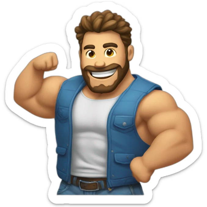 un chico feliz y musculoso y moreno sticker