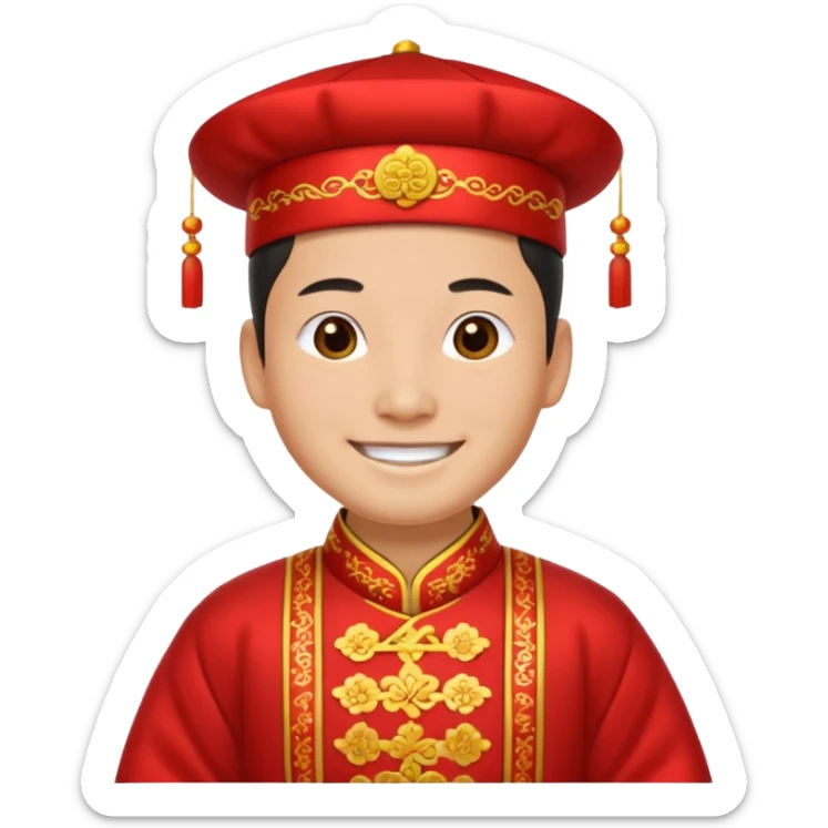 Chinese groom, traditional, culture of chinese, smiley on face. sticker