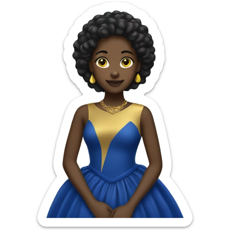 Black Girl with yellow gold and royal blue dress sticker