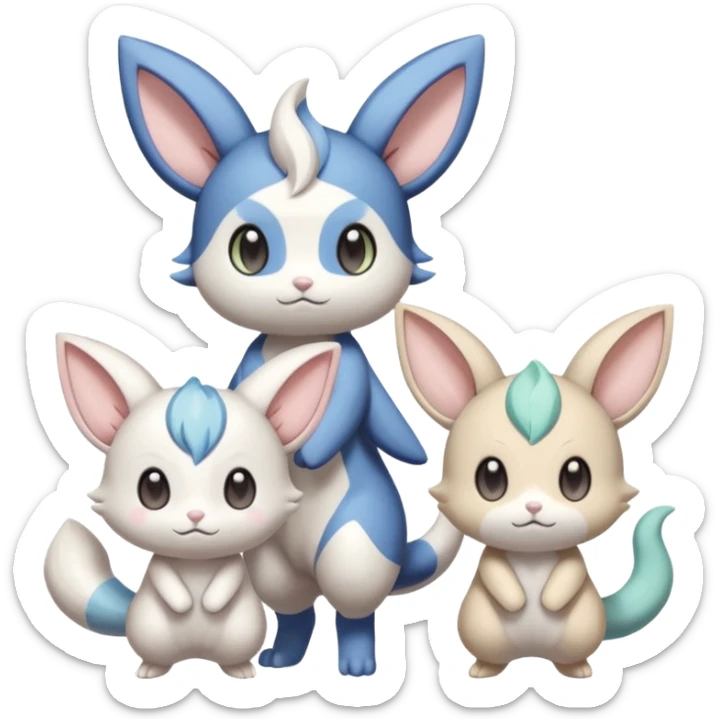 Pastel cute innocent Meowstic-Meloetta-Minccino-Delcatty-Pachirisu-fusion sticker