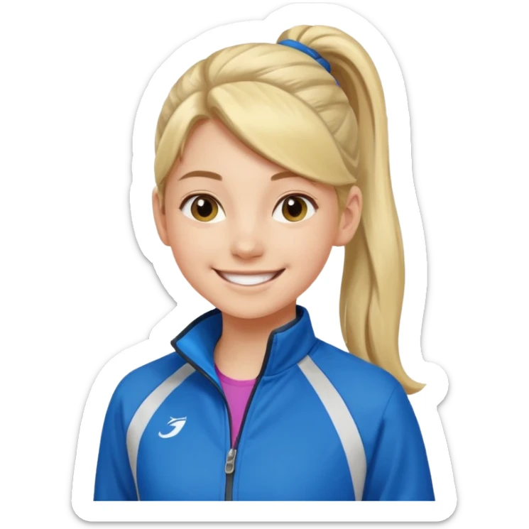 active ponytail hair teen girl in sport jacket smile happily  sticker