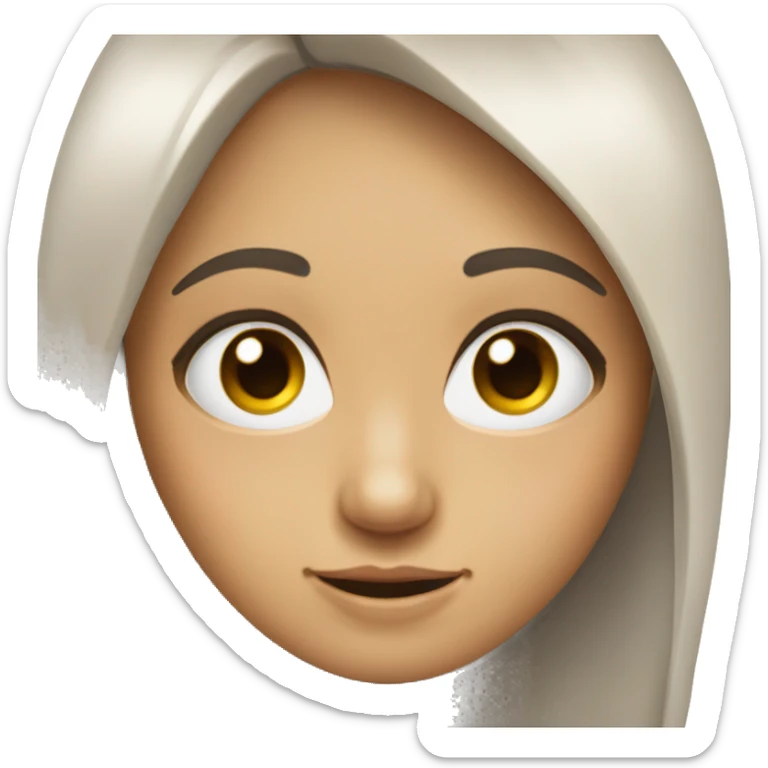 Crea una ragazza castana con gli occhi chiari e i capelli lunghi  sticker