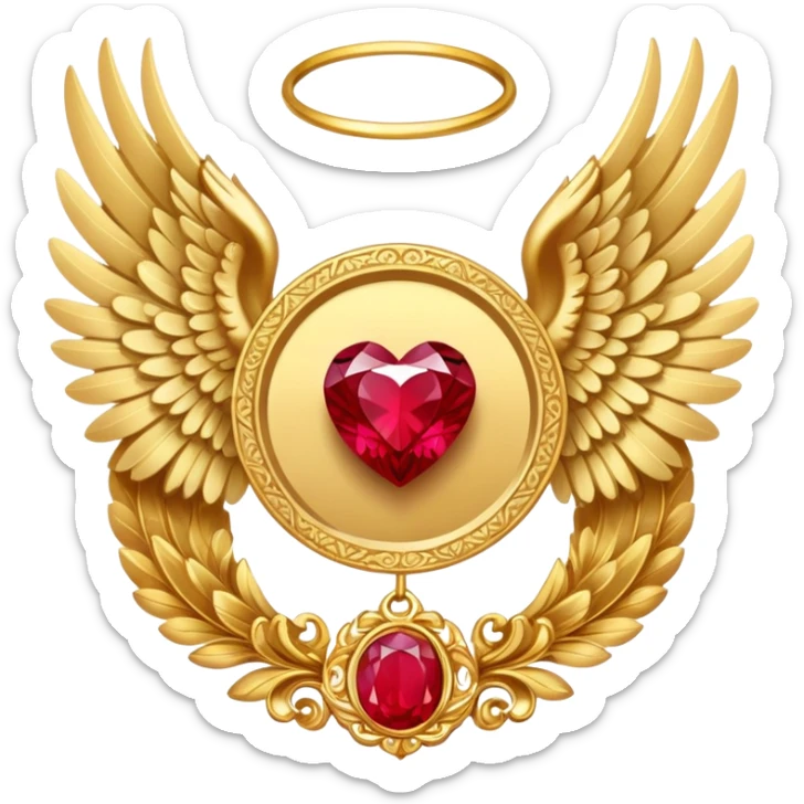  3 place award Number in frame decorated with golden angel  wings and rubby stone sticker