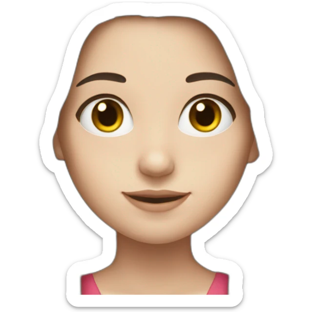 Brunette girl with long hair, white skin, Europe race, sticker