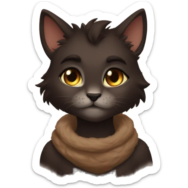 Anthro Shy Cute Cool Edgy Pretty Dark Brown Furry Feline Animal Anthro Sona sticker