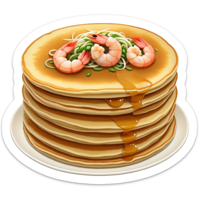 Cinematic Realistic B√°nh x√®o Dish Emoji, depicted as a crispy Vietnamese pancake filled with shrimp, pork, and bean sprouts rendered with dynamic textures and vibrant, appetizing lighting. sticker