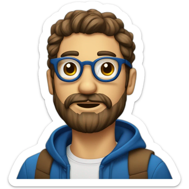 Hombre gordo con canas barba cana y lentes azules redondos sticker