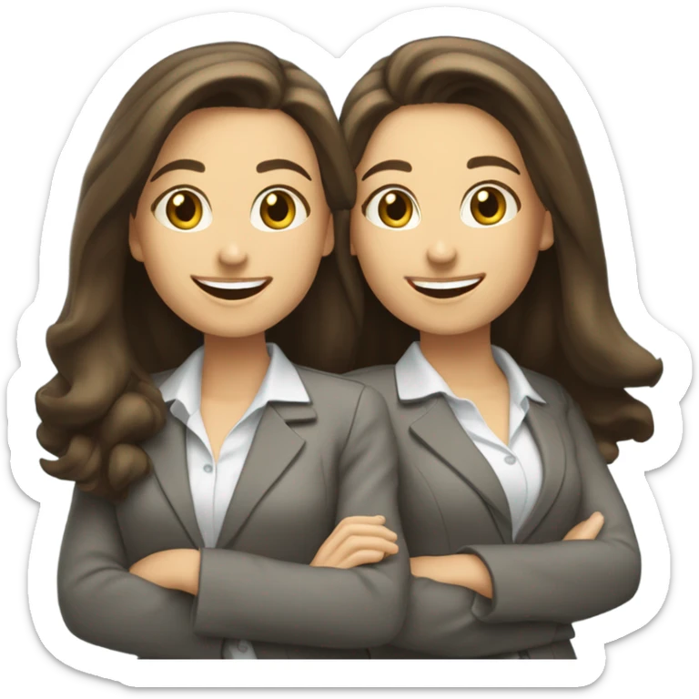 businesswoman two caucasian brunette girls celebrating sticker
