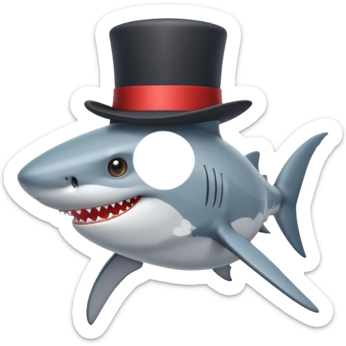 Shark with a top hat sticker