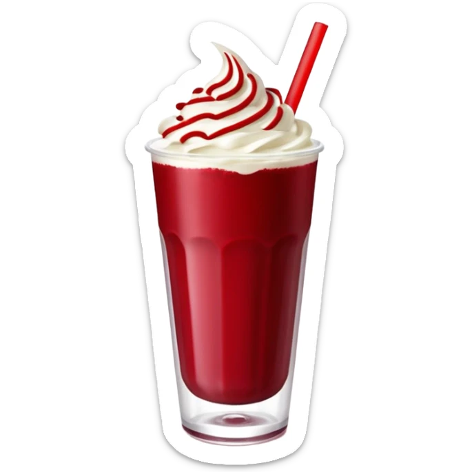 crea una bebida de red velvet con bolitas de yogurt como topping en vaso de plastico con popote, el topping no es crema, son poppings de yogurt sticker