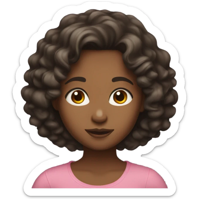 girl with medium to dark skin and dark brown shoulder length curly hair sticker