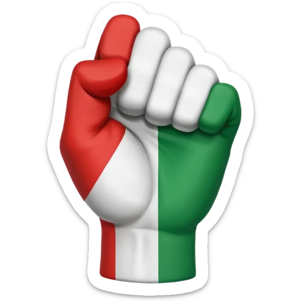 This fist emoji ✊ but instead of yellow it’s the three Italian flag colors sticker