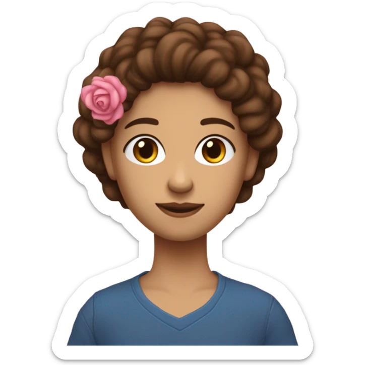 ado fille metis cheveut bouclé marron jean bleu top rose pale qui fait une pose stylé sticker