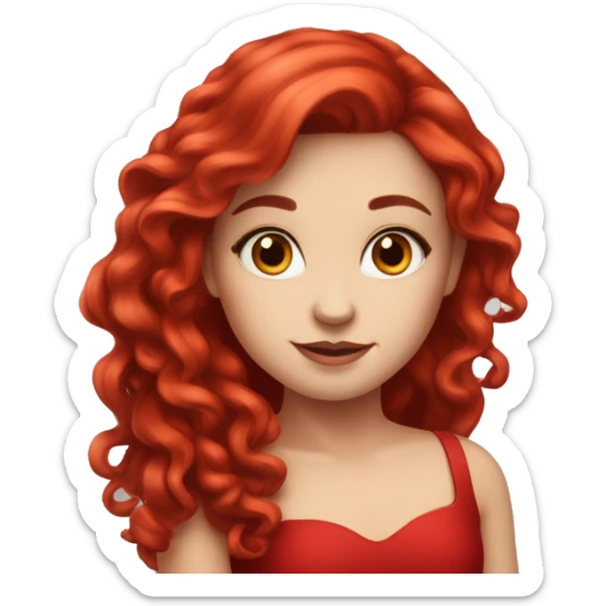 Fair-skin-elegant-girl-in-red-long-dress-with-long-red-hair sticker