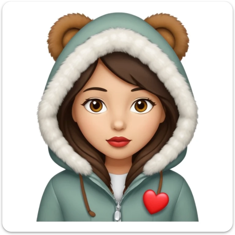 A girl with olive skin tone, brown eyes, brunette,  heart shaped lips and almond shaped eyes born in December loves winter sticker