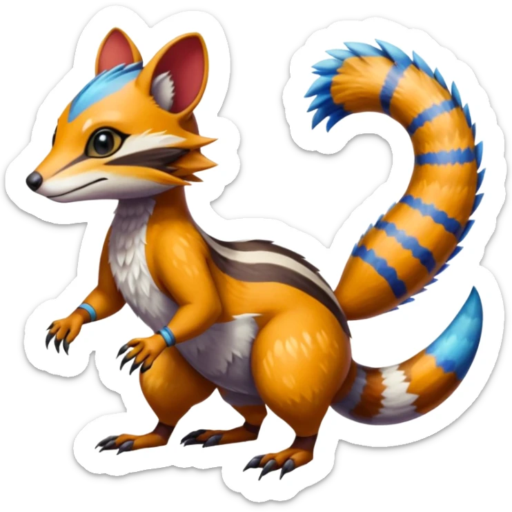 Colorful Numbat-Sergal-Cacomistl-Genet-Pokémon-Digimon-Fakémon-fusion-hybrid-creature sticker